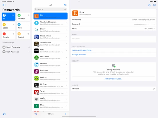Apple Passwords — iPad 2