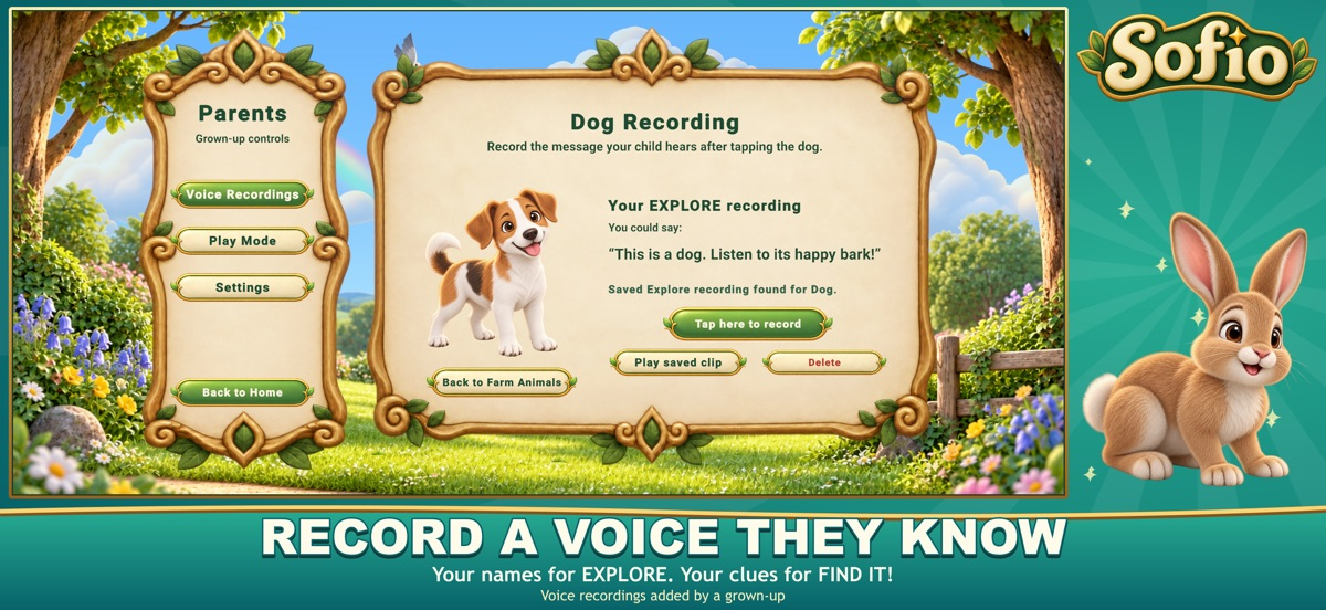 Sofio: Toddler Learning Games — Protected parent recording controls