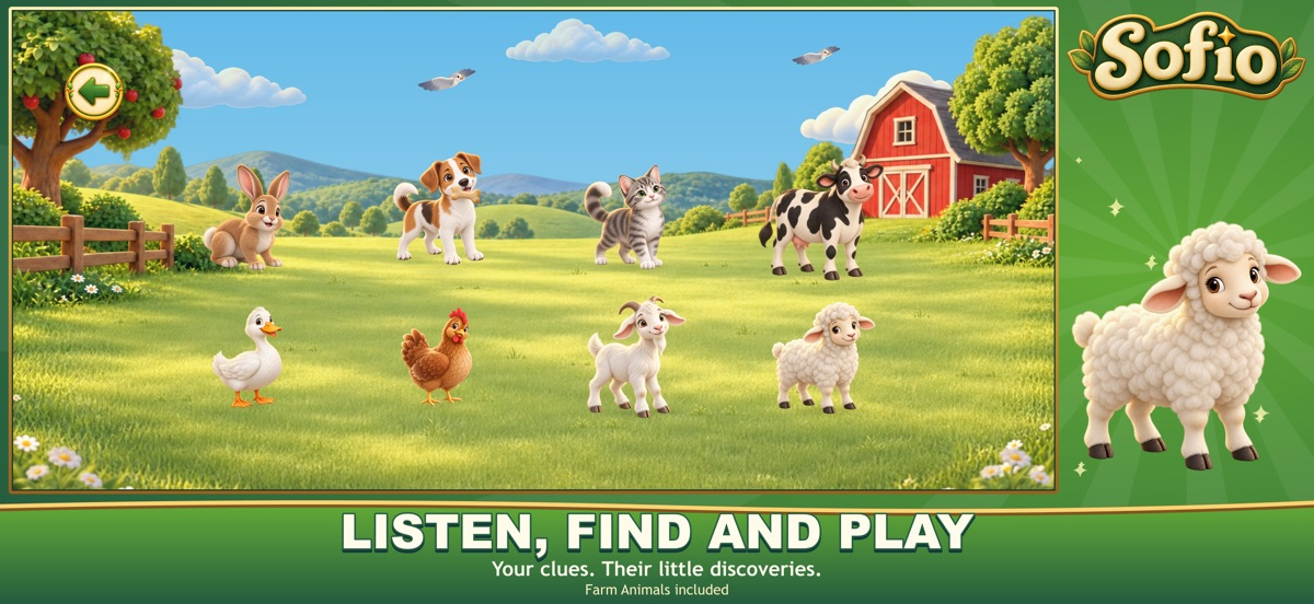 Sofio: Toddler Learning Games — Listening to a clue and finding a picture