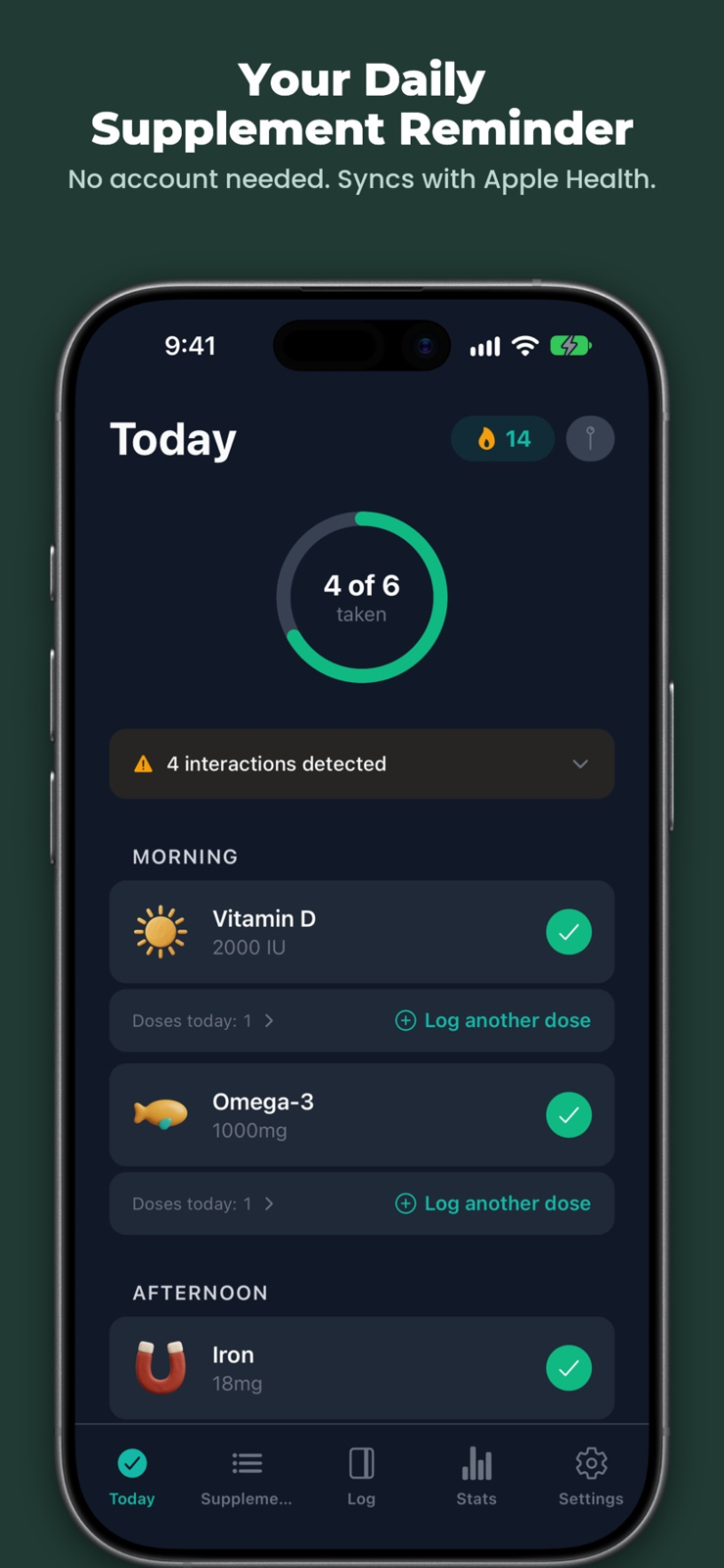 Supplement & Vitamin Tracker — iPhone 1