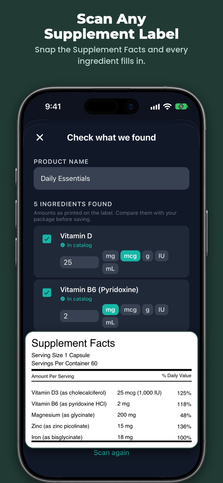 Supplement & Vitamin Tracker — iPhone 2