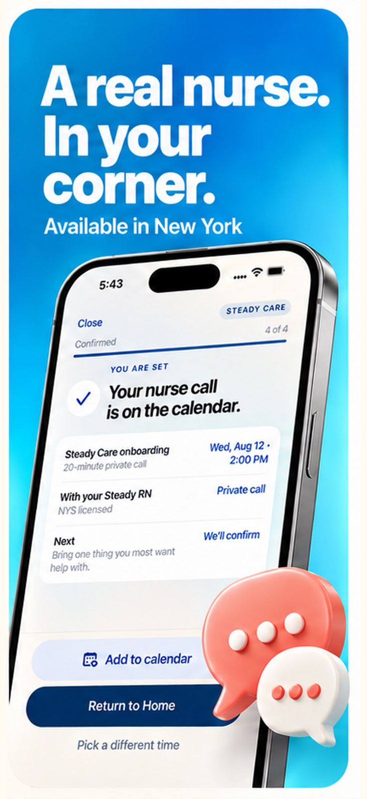 Steady: Peptide GLP-1 Tracker — Nurse video service illustration — New York availability