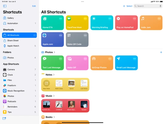 Apple Shortcuts — iPad 2