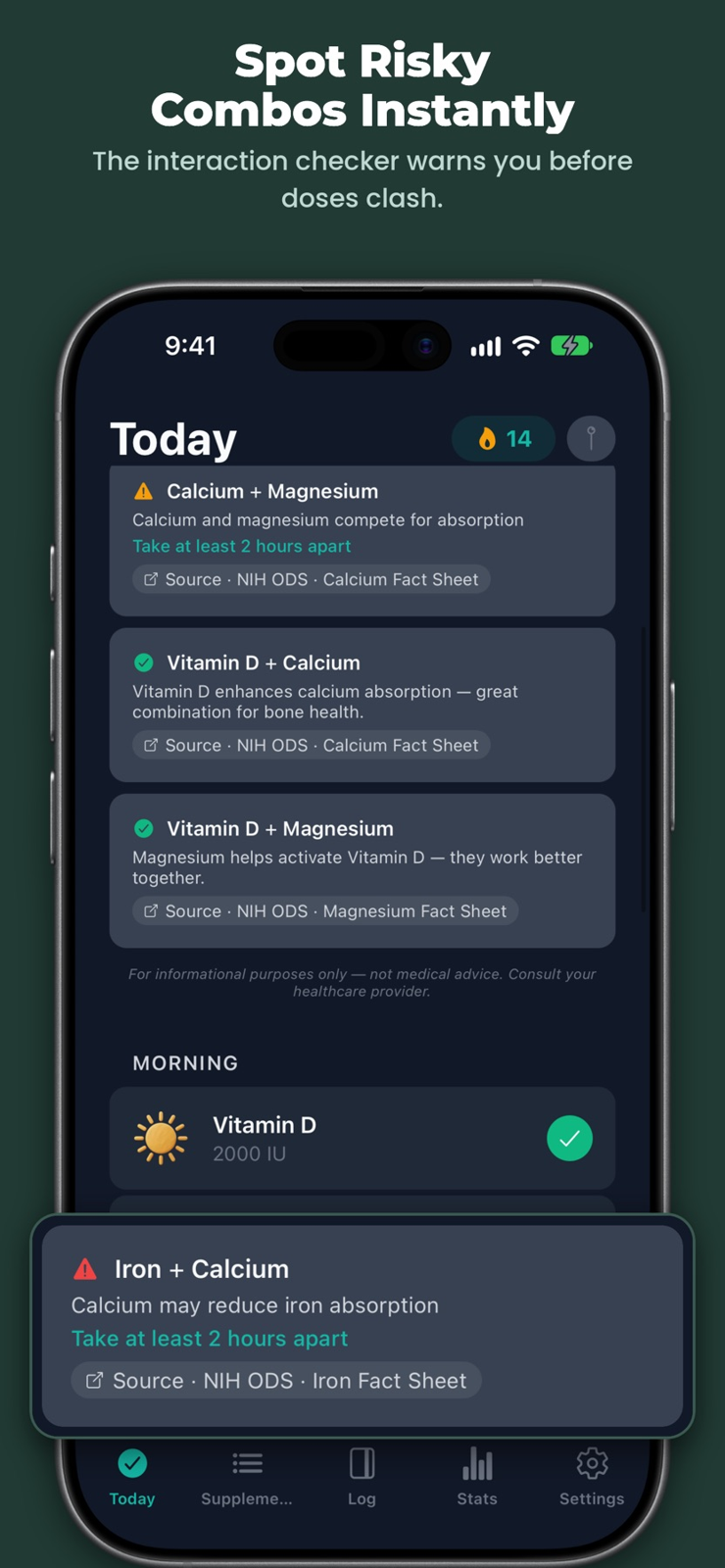 Supplement & Vitamin Tracker — iPhone 3